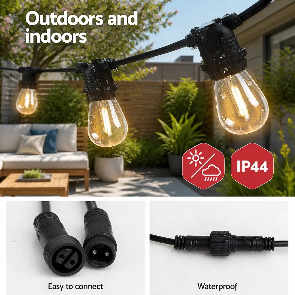 Festoon String Lights Outdoor Garden 68m Warm White LED