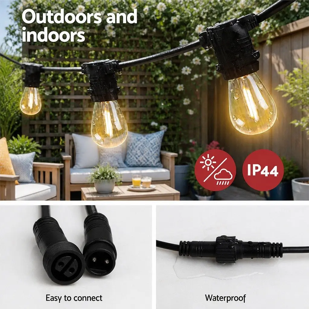 77m Festoon String Lights with 80 Warm White Bulbs