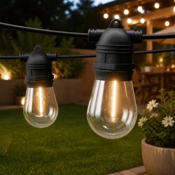91m Festoon String Lights 100 Bulbs Warm White Outdoor Indoor Christmas Party