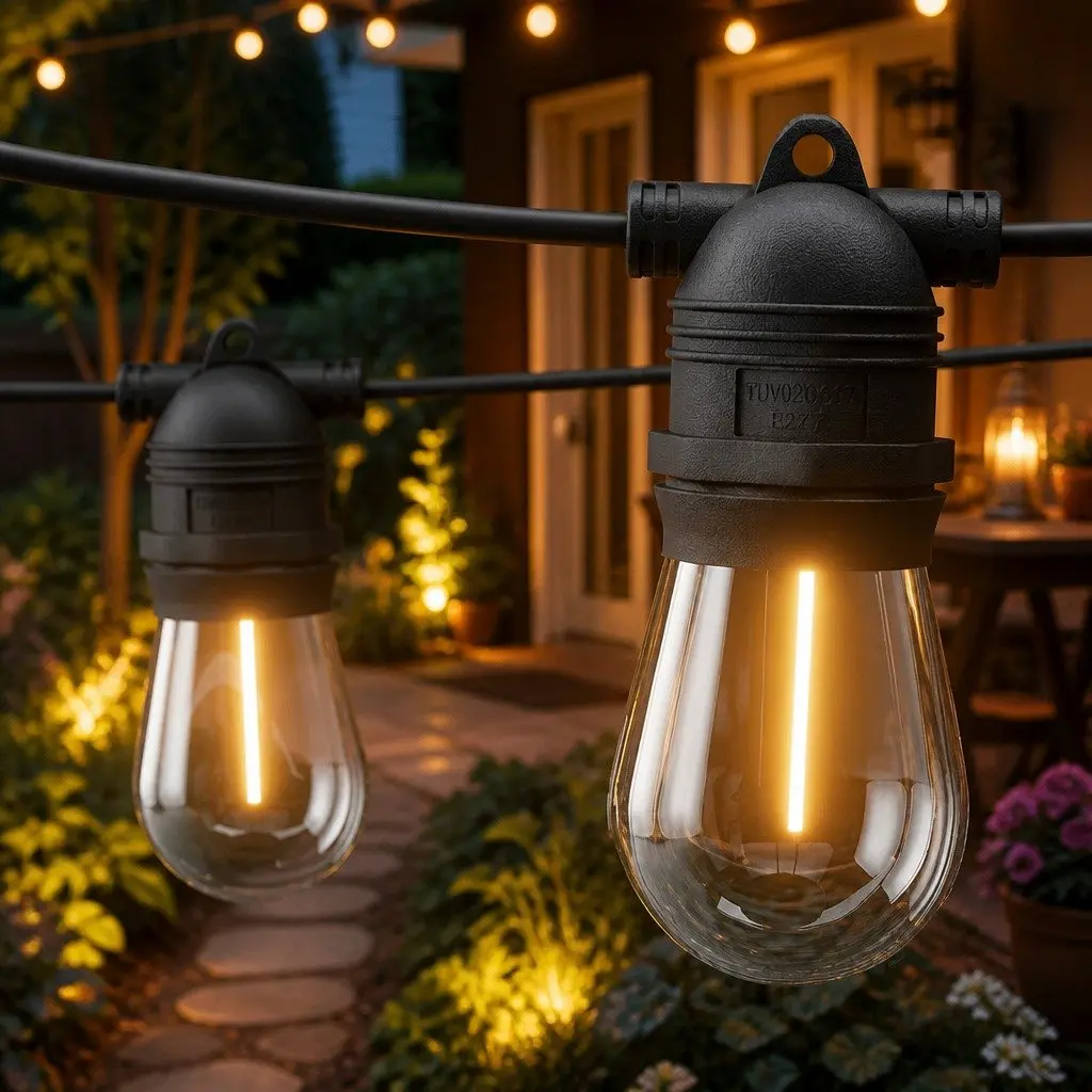 Festoon String Lights Indoor Outdoor 91m 100 Bulbs Warm White
