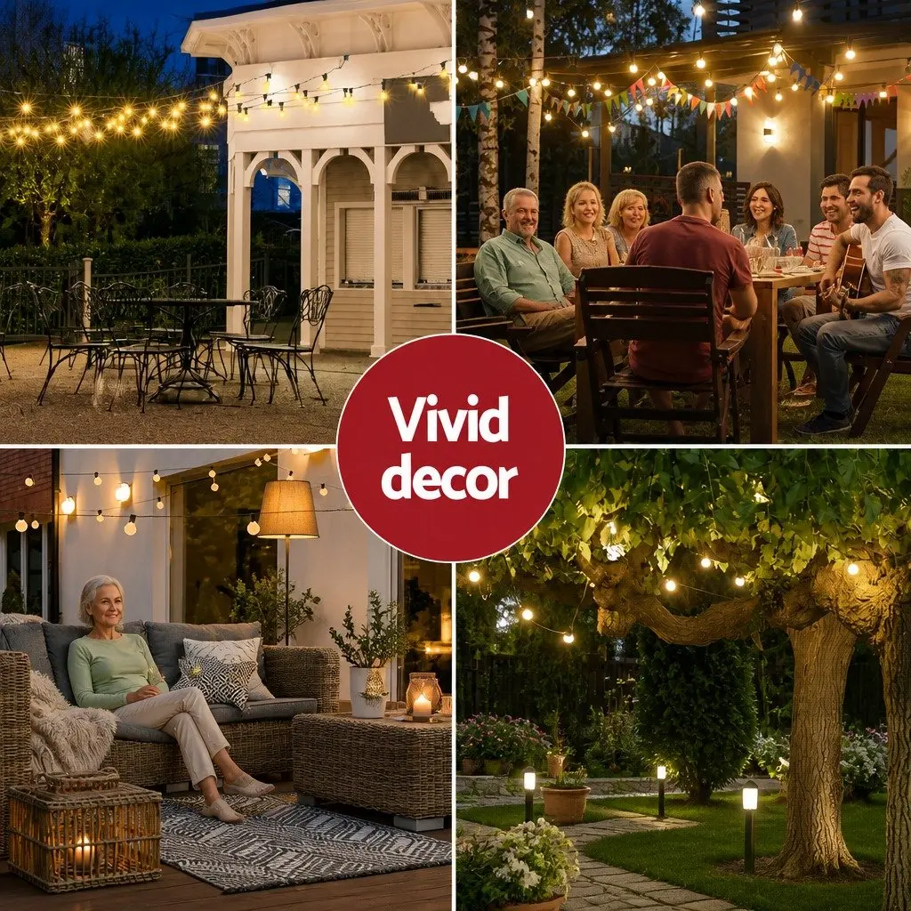 Festoon String Lights Indoor Outdoor 91m 100 Bulbs Warm White