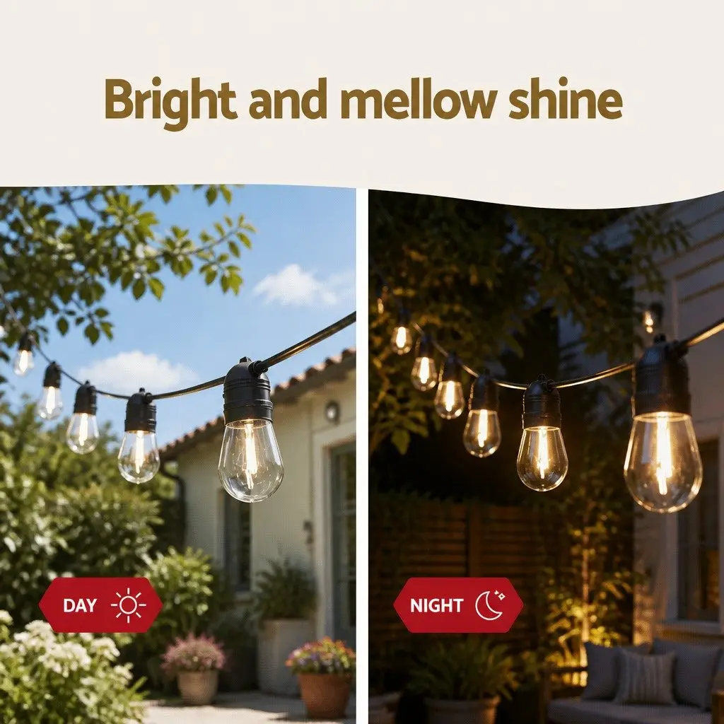 Festoon String Lights Indoor Outdoor 91m 100 Bulbs Warm White