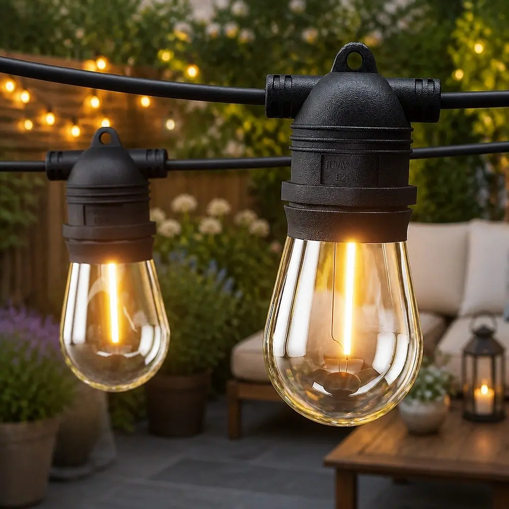 Festoon String Lights Indoor Outdoor 91m 100 Bulbs Warm White