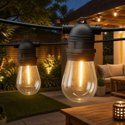 10m Warm White Festoon Lights with 10 S14 Bulbs