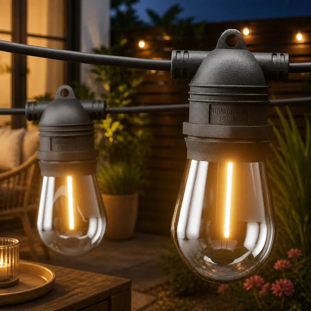 Festoon String Lights Indoor Outdoor 19m Warm White 20 Bulbs