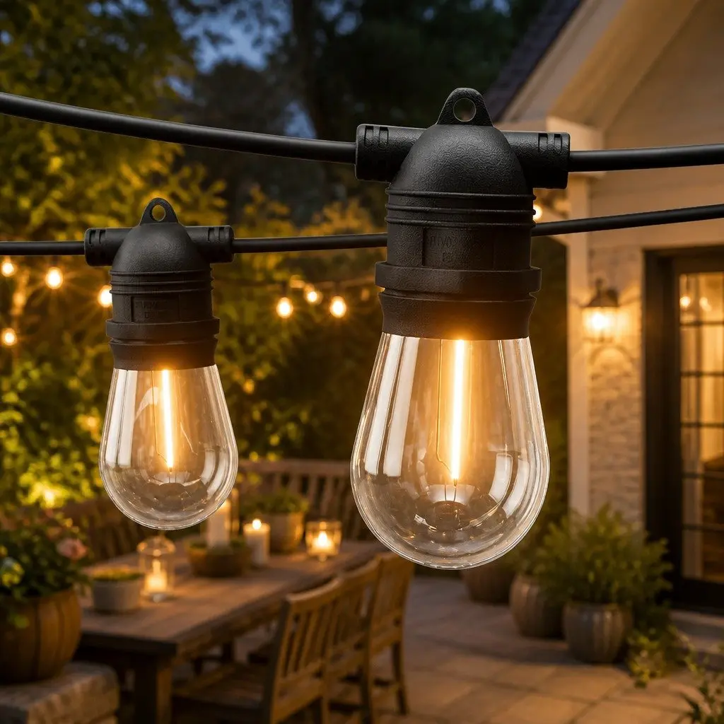 Festoon String Lights 37m 40 Bulbs Warm White Christmas Party Outdoor Garden