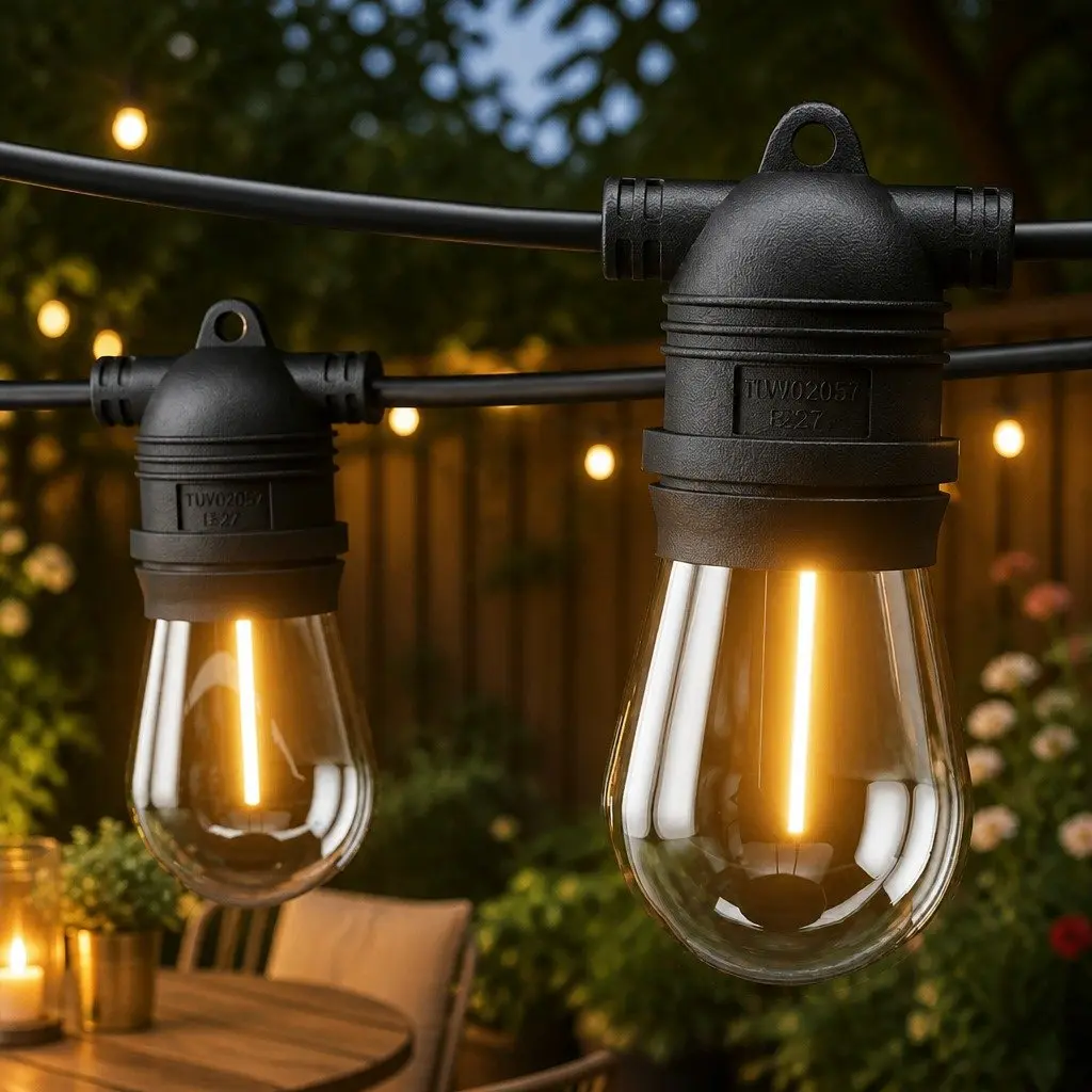 Festoon String Lights 37m 40 Bulbs Warm White Christmas Party Outdoor Garden