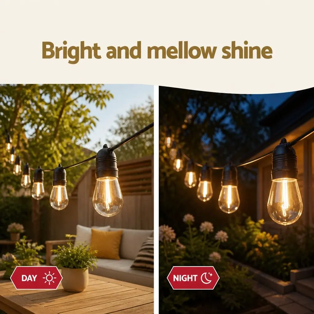 Festoon String Lights 37m 40 Bulbs Warm White Christmas Party Outdoor Garden