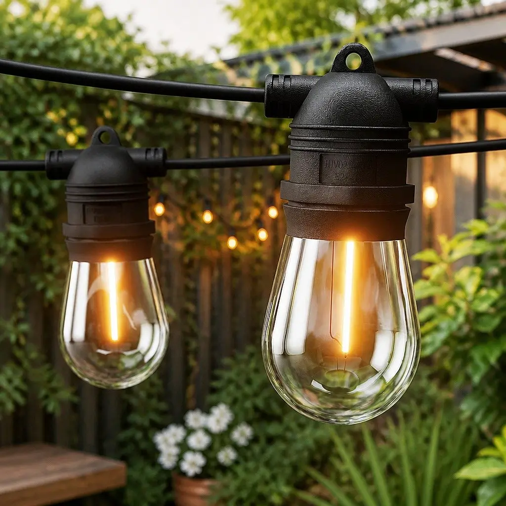 Festoon String Lights 37m 40 Bulbs Warm White Christmas Party Outdoor Garden