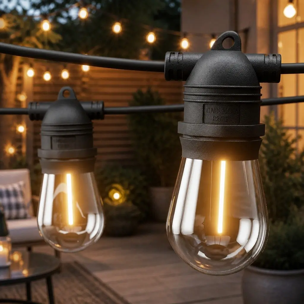 Festoon Lights Indoor Outdoor 46m 50 Bulbs Warm White String Lights