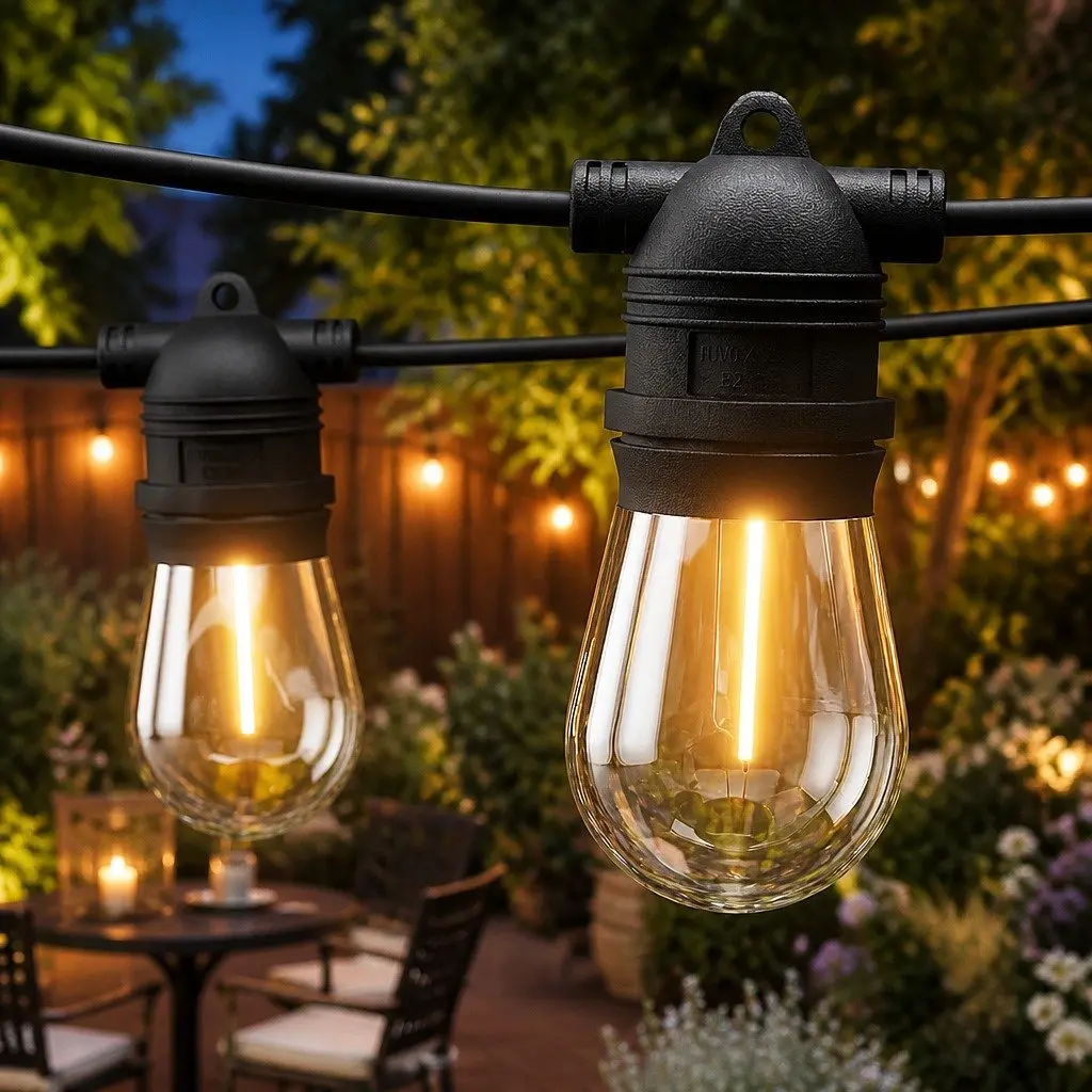 Festoon Lights Indoor Outdoor 46m 50 Bulbs Warm White String Lights