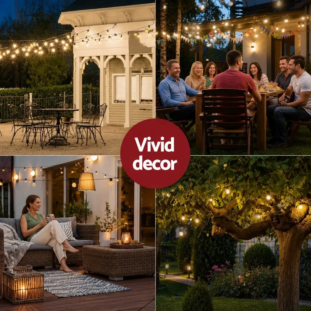 Festoon String Lights Outdoor Use 55m Warm White