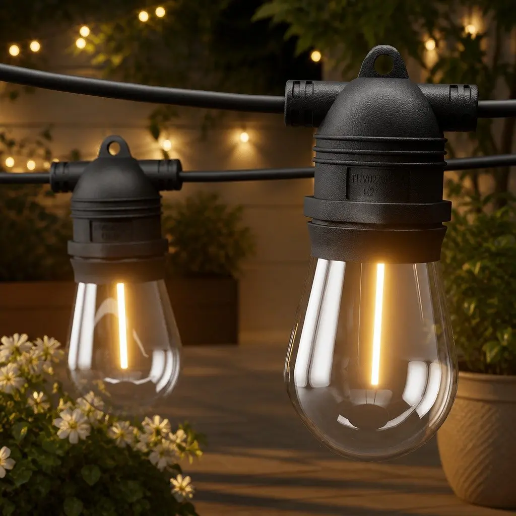 Festoon String Lights Indoor Outdoor 64m Warm White 70 Bulbs Party Garden Decor