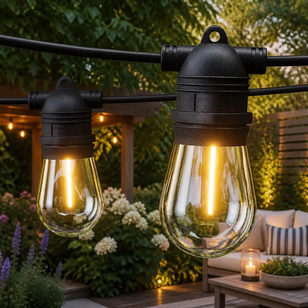 Festoon String Lights Indoor Outdoor 64m Warm White 70 Bulbs Party Garden Decor