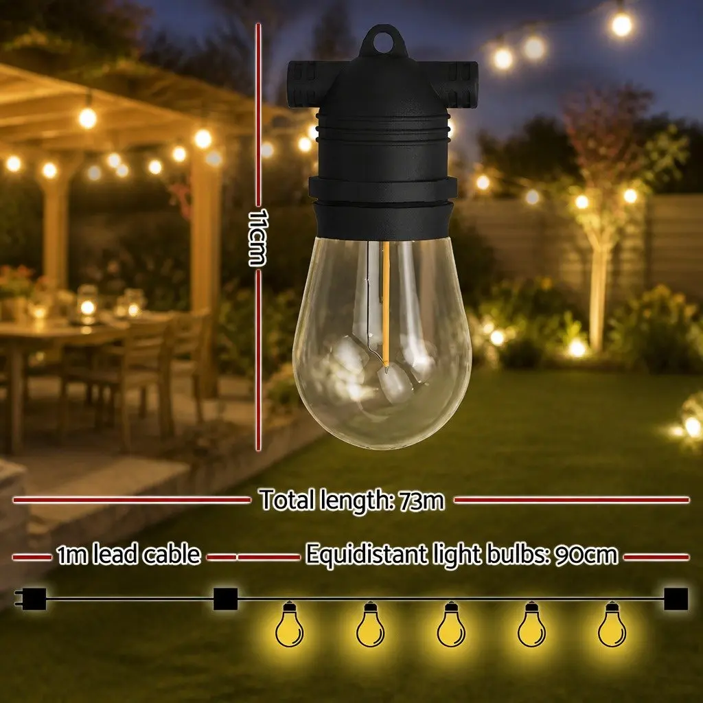 73m Festoon String Lights with 80 Bulbs