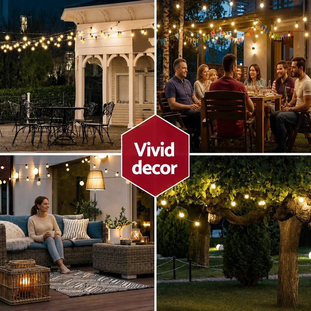 73m Festoon String Lights with 80 Bulbs