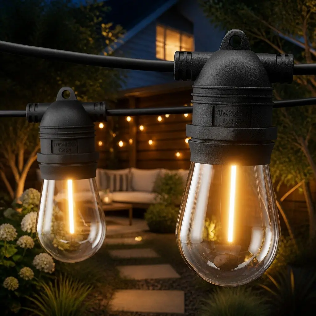 Festoon String Lights Outdoor Garden 82m Warm White 90 Bulbs