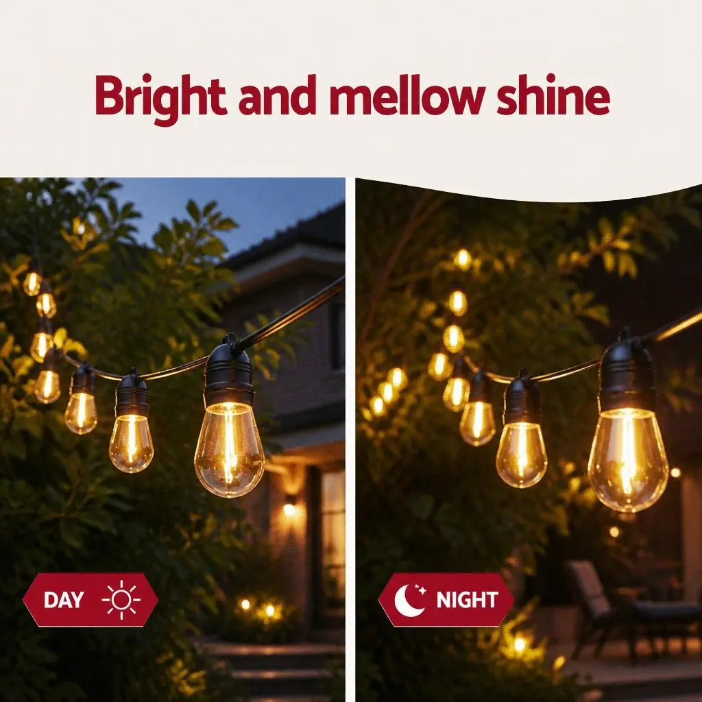 Festoon String Lights Outdoor Garden 82m Warm White 90 Bulbs