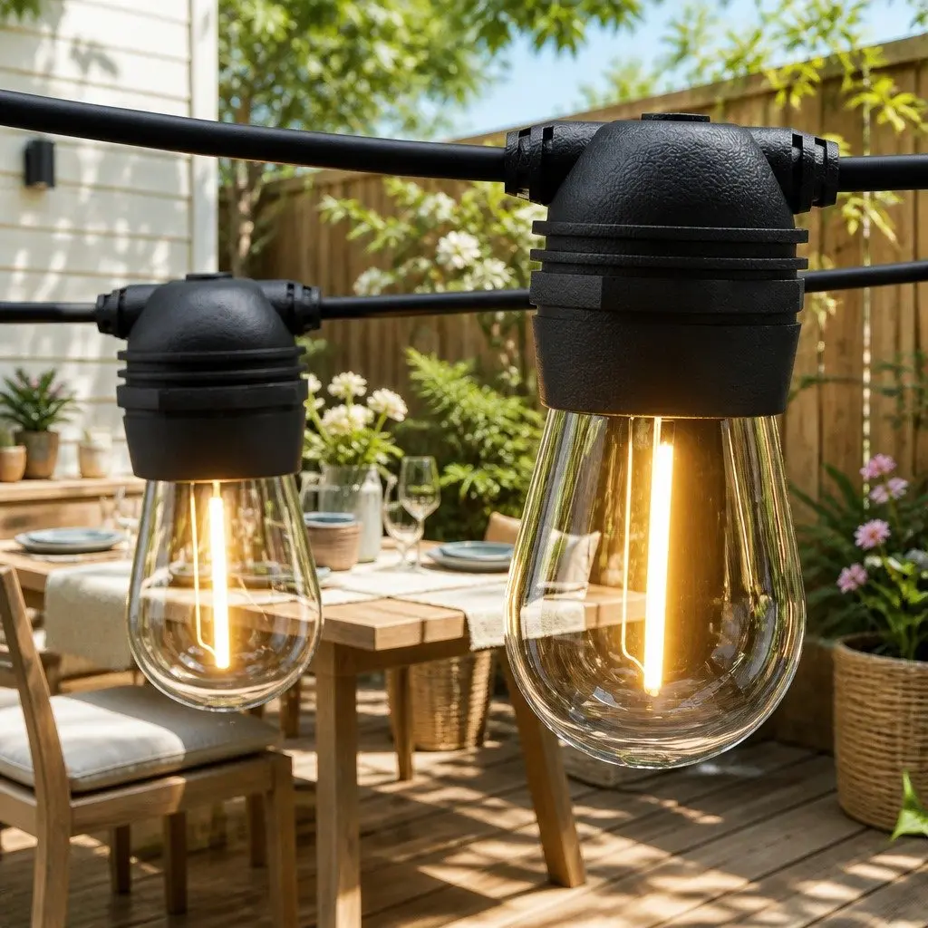 Solar Festoon String Lights Outdoor Warm White 34m
