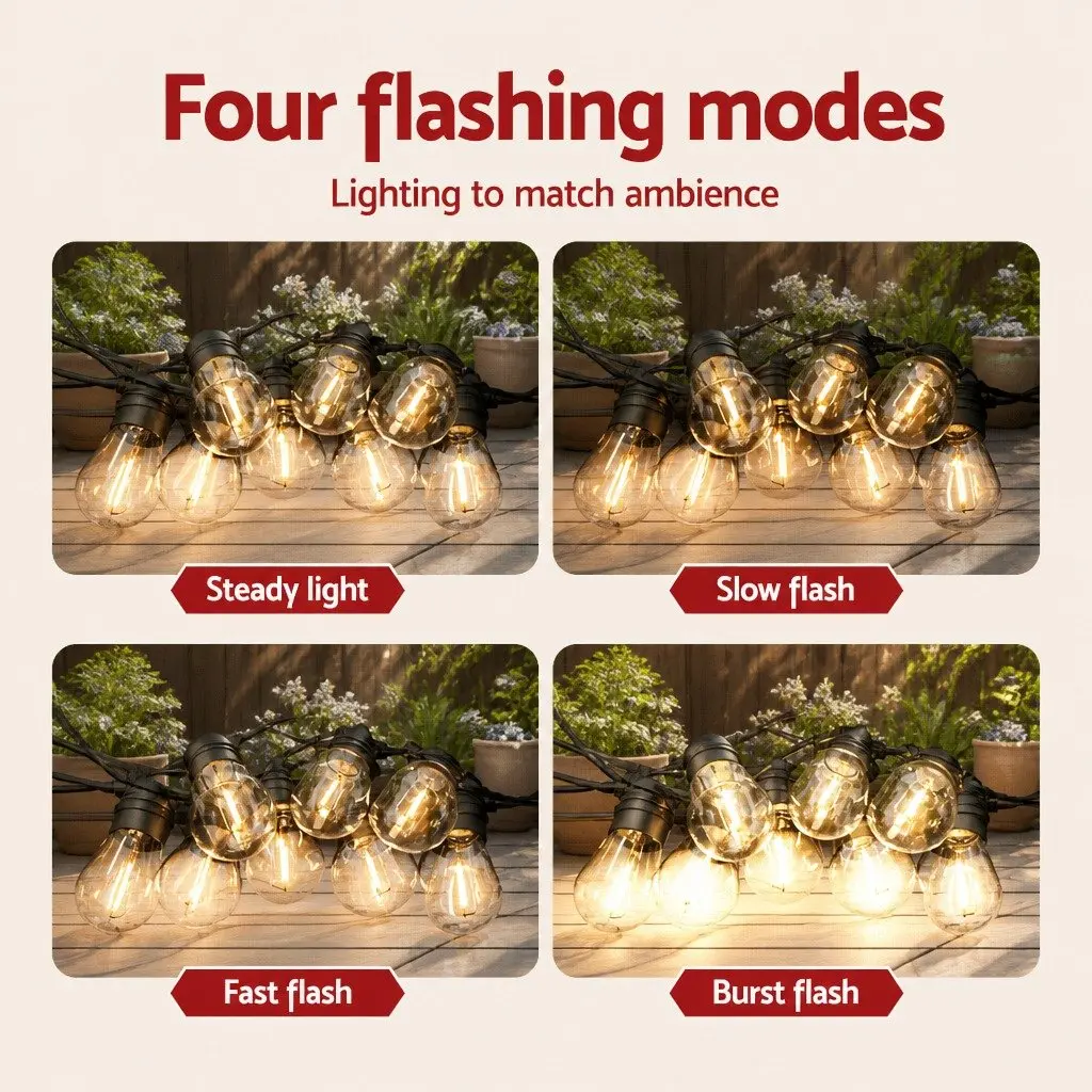 Solar Festoon String Lights Outdoor Warm White 34m