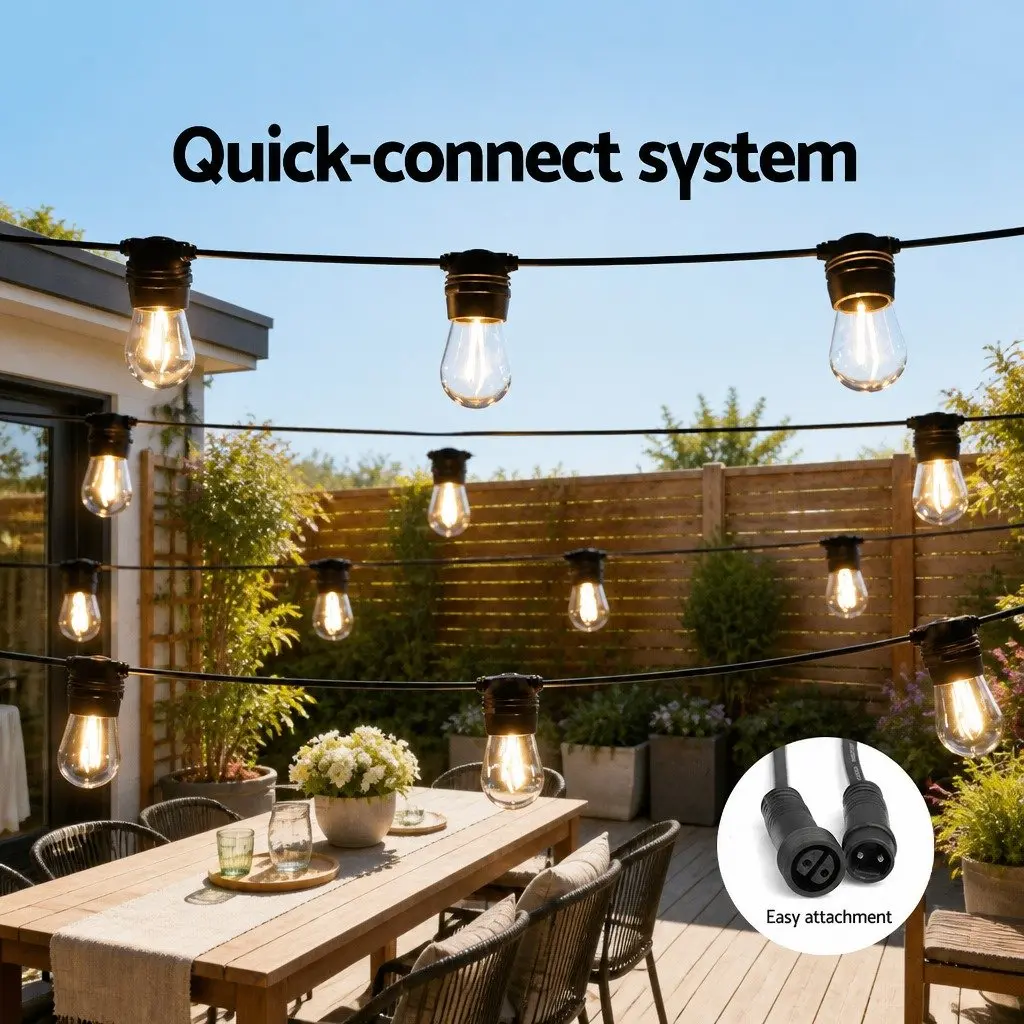 Solar Festoon String Lights Outdoor Warm White 34m