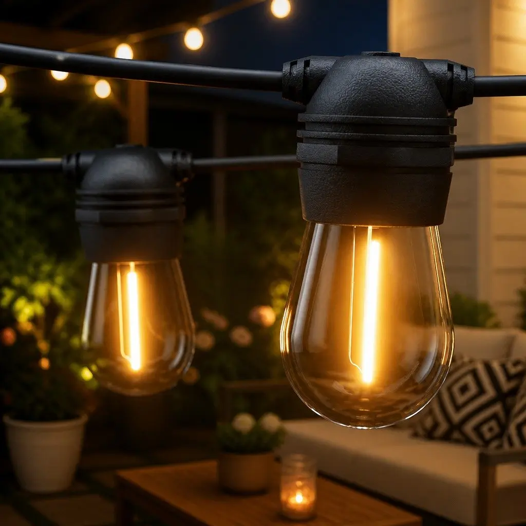 Solar-Powered Festoon String Lights 41m with 40 Bulbs