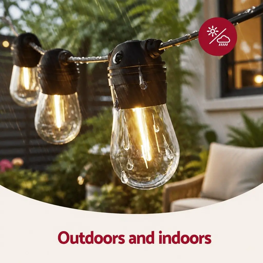 Solar-Powered Festoon String Lights 41m with 40 Bulbs