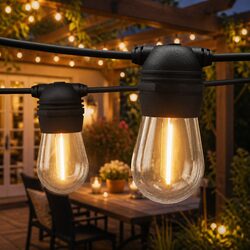 77m Outdoor LED String Lights with 80 Bulbs and USB Charging