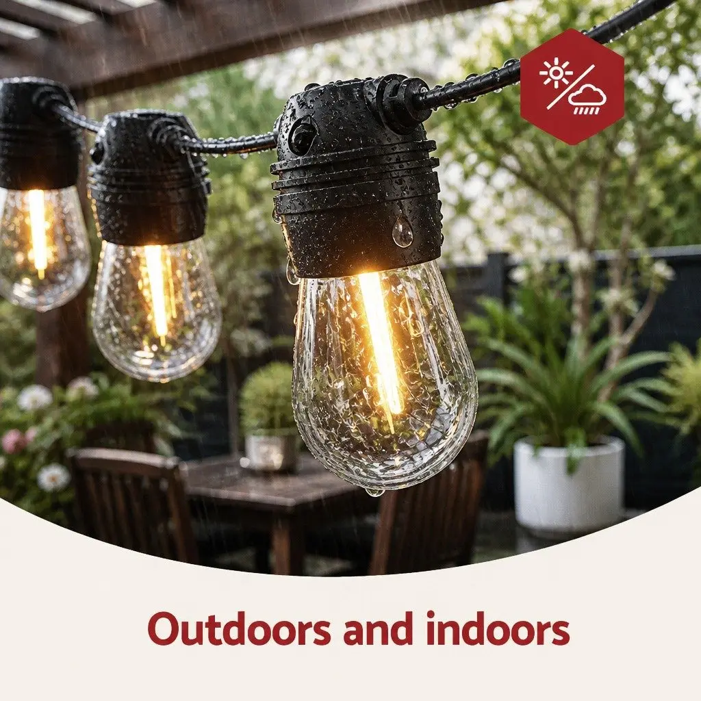 77m Outdoor LED String Lights with 80 Bulbs and USB Charging