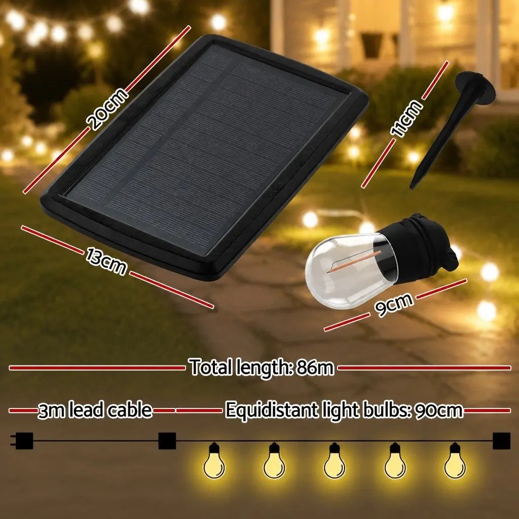86m Solar Festoon String Lights