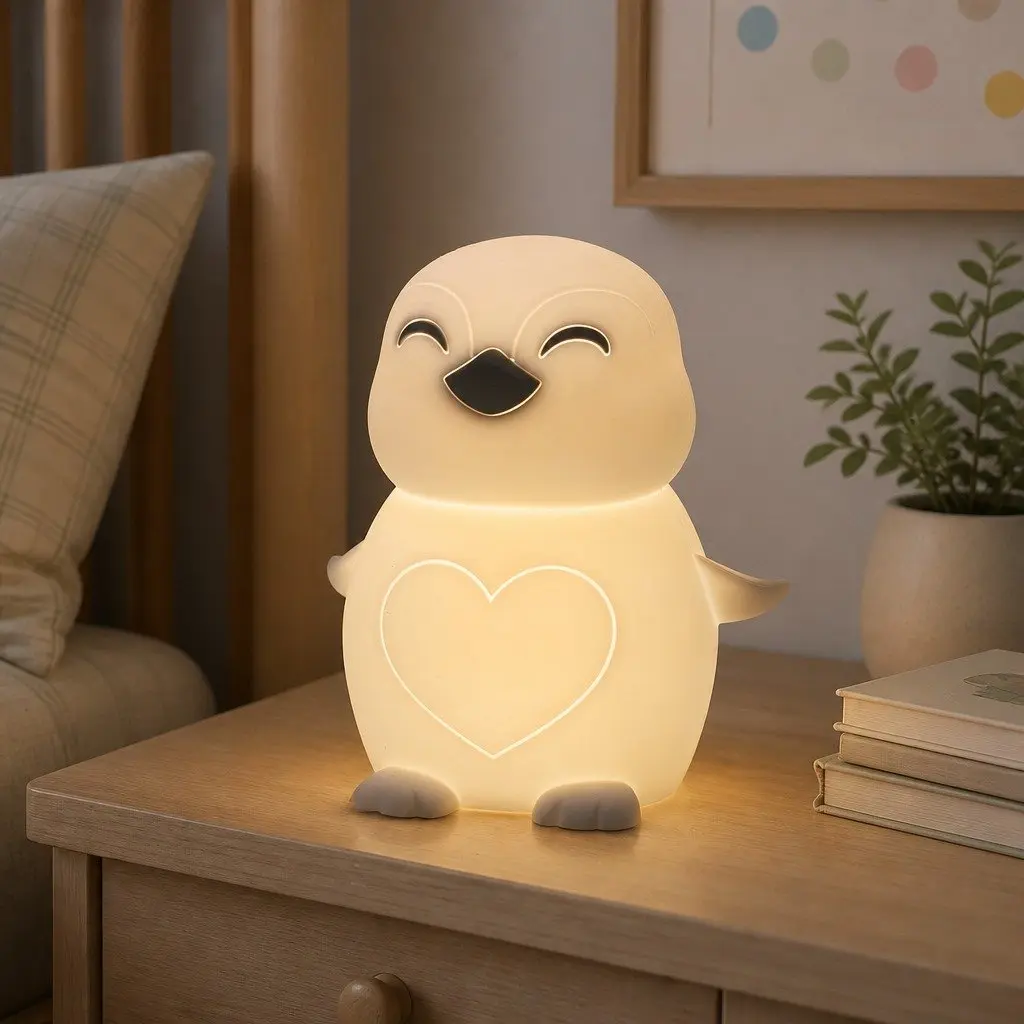 Penguin Soft Touch LED Light Kids Bedroom Nursery Nightlight Tap Activation