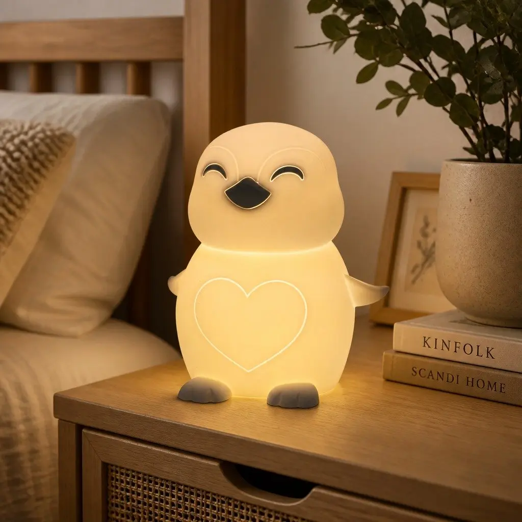 Penguin Soft Touch LED Light Kids Bedroom Nursery Nightlight Tap Activation