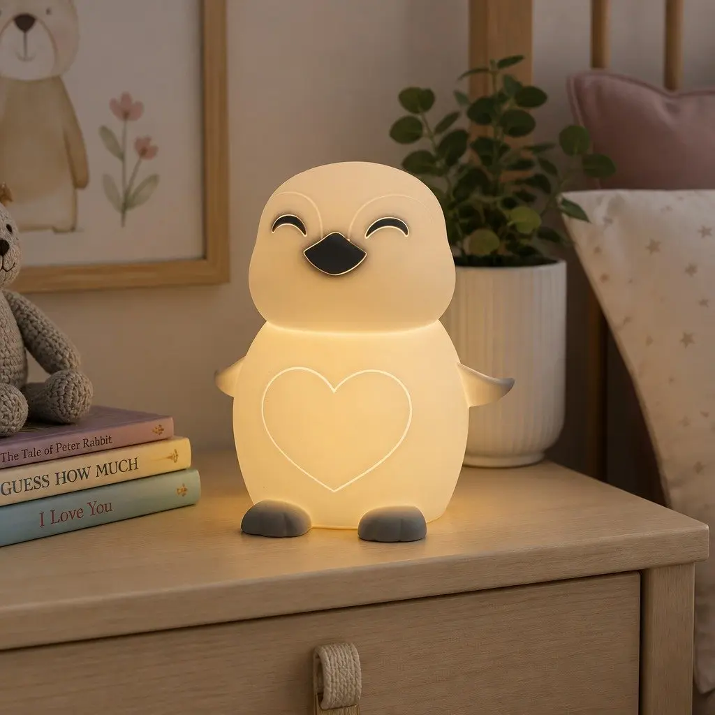 Penguin Soft Touch LED Light Kids Bedroom Nursery Nightlight Tap Activation