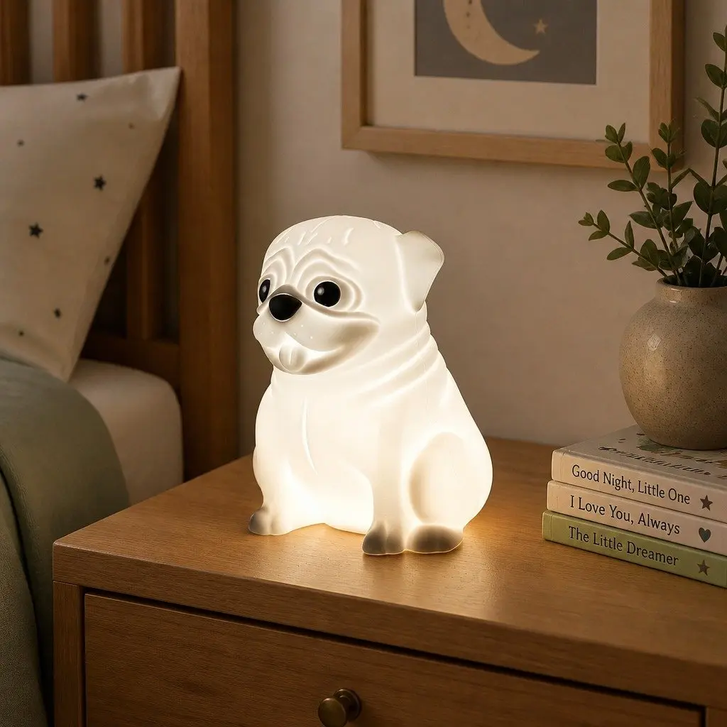 Pug Soft Touch LED Light Kids Bedroom Nightlight 13 cm x 10 cm x 15.5 cm