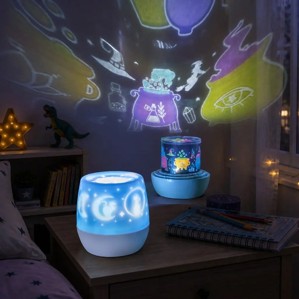 Enchanted Rotating Projector Light Kids Bedroom Ceiling Stars Moons LED