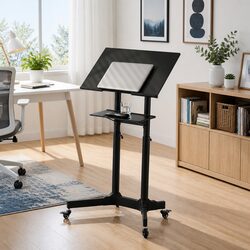 Mobile Lectern Stand: Adjustable Height & Storage Features