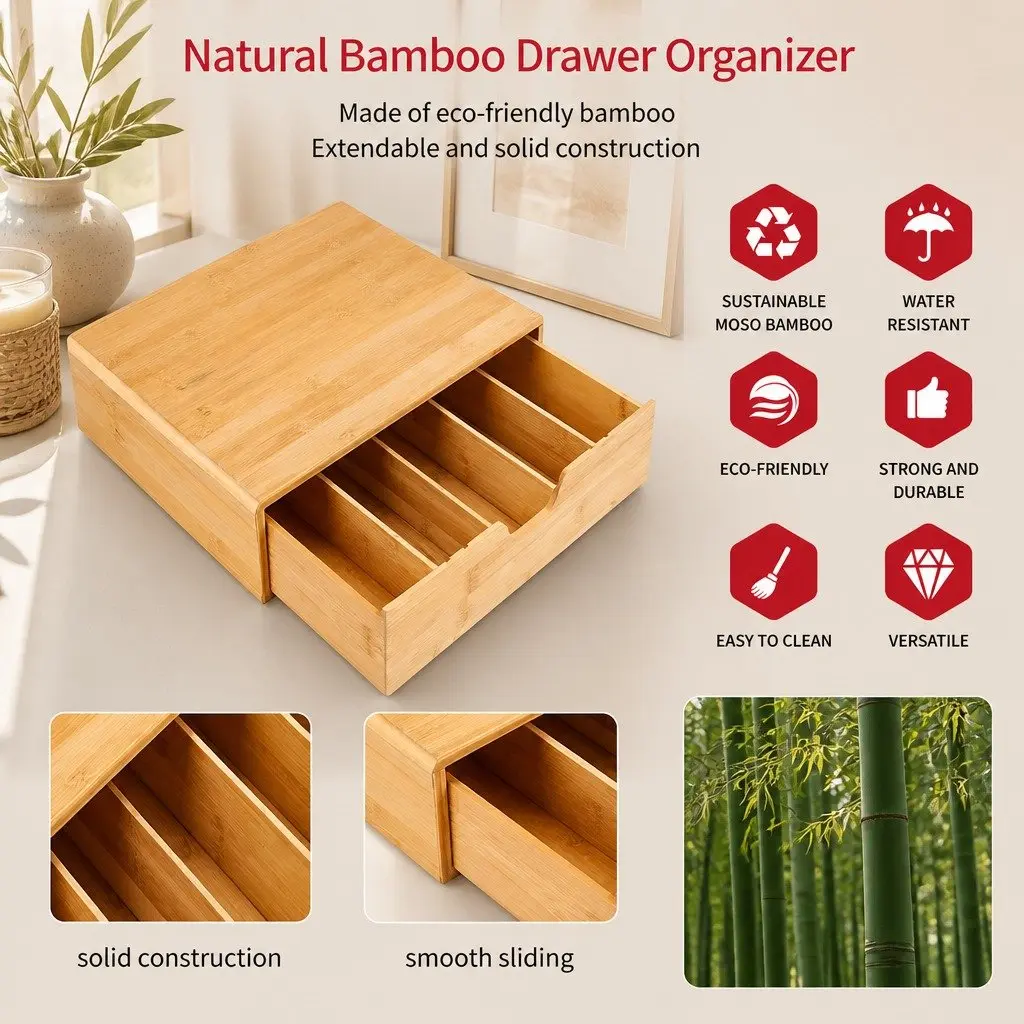 Bamboo K-Cup Coffee Pod Holder Storage Organizer Kitchen Desk Counter Drawer