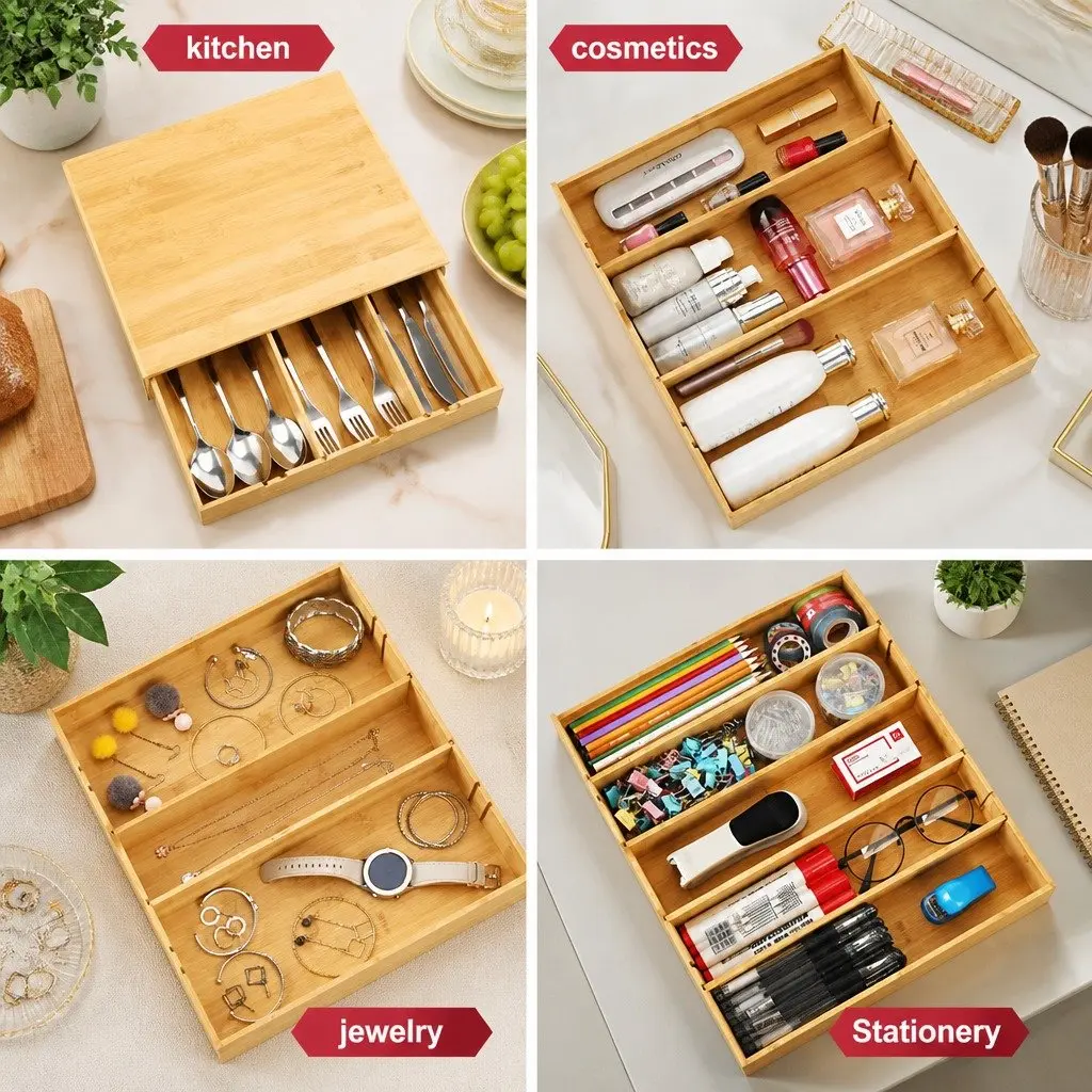 Bamboo K-Cup Coffee Pod Holder Storage Organizer Kitchen Desk Counter Drawer