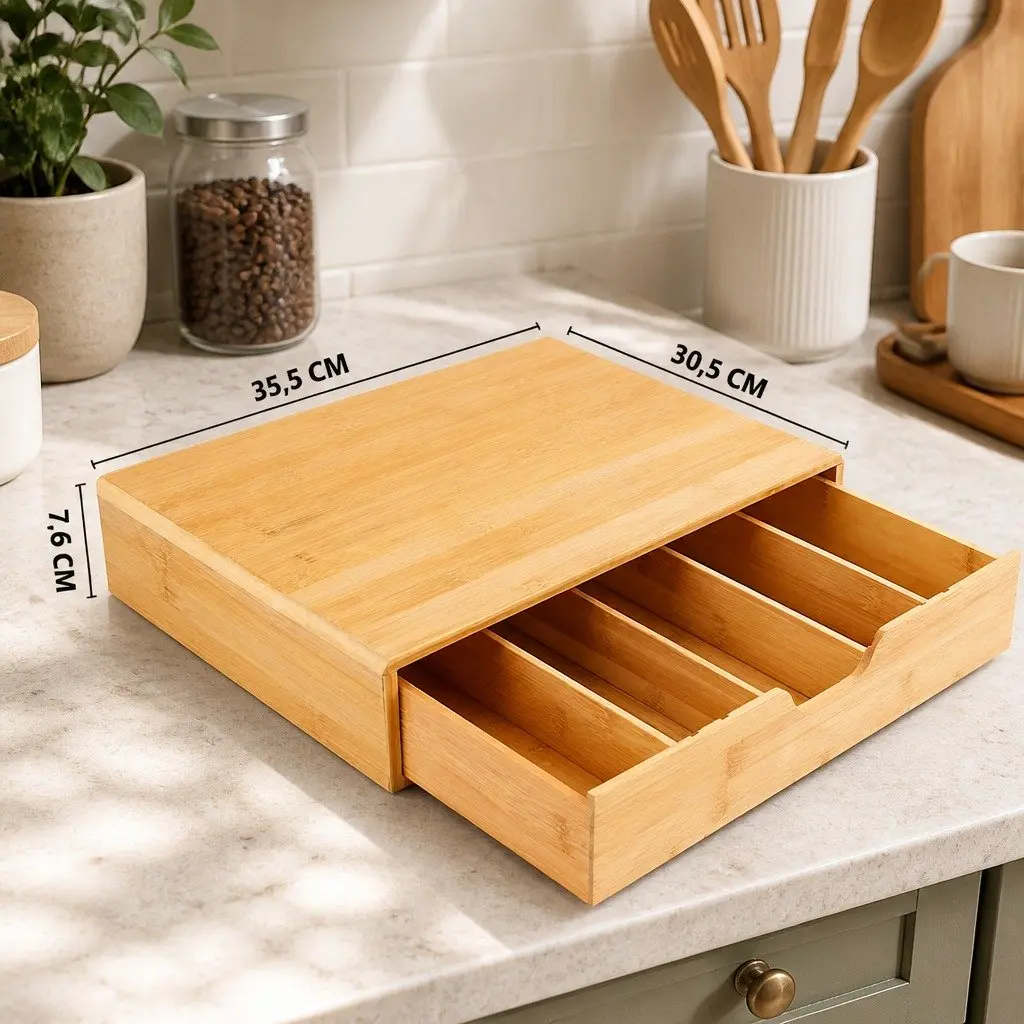 Bamboo K-Cup Coffee Pod Holder Storage Organizer Kitchen Desk Counter Drawer