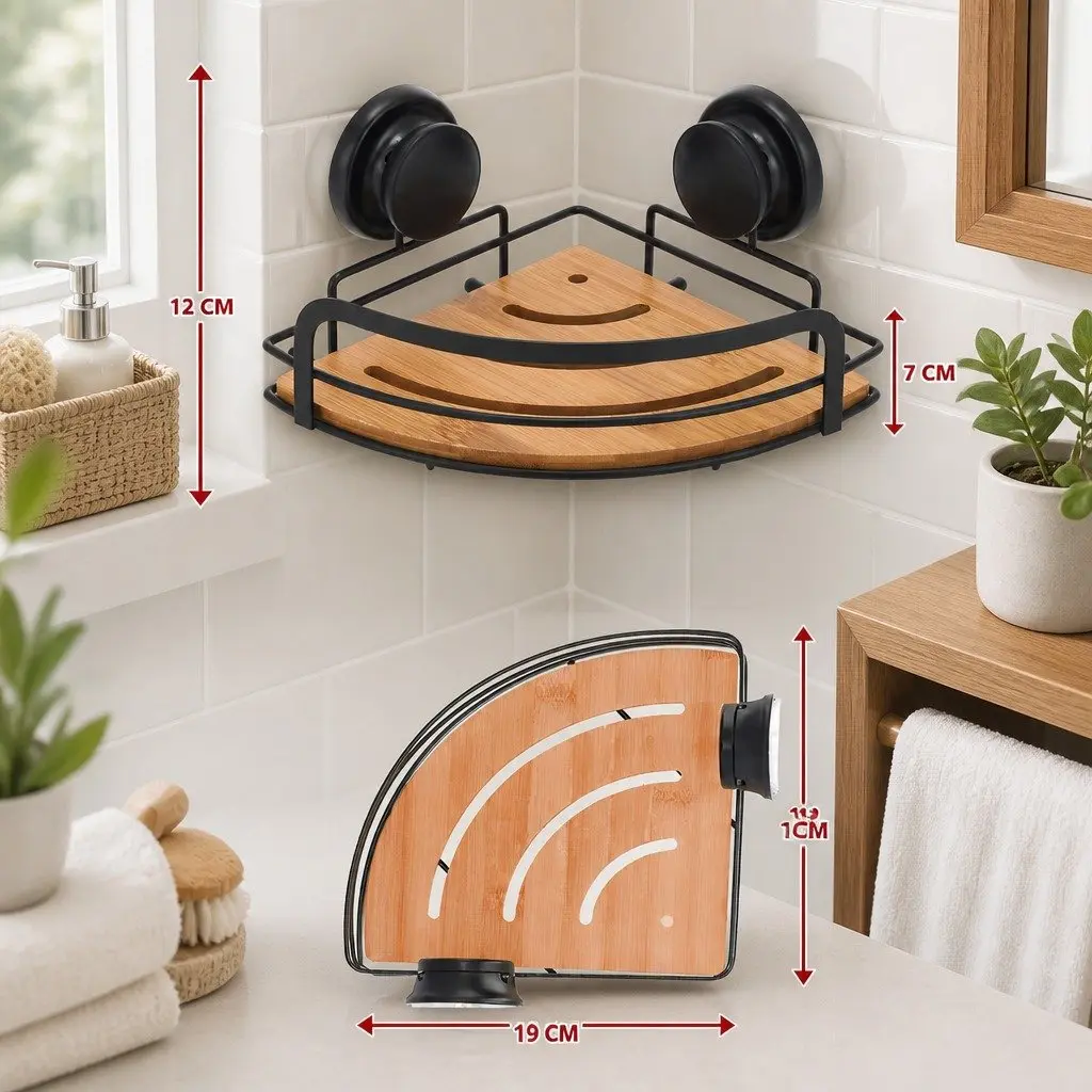 Shower Caddy Corner Shelf Rack 2 Tier Bathroom Storage Basket Suction Cup