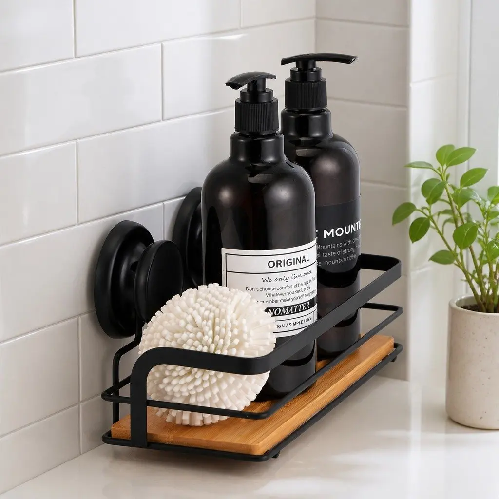 Shower Caddy Shelf Corner Rack 2 Tier Bamboo Storage Basket Bathroom Kitchen
