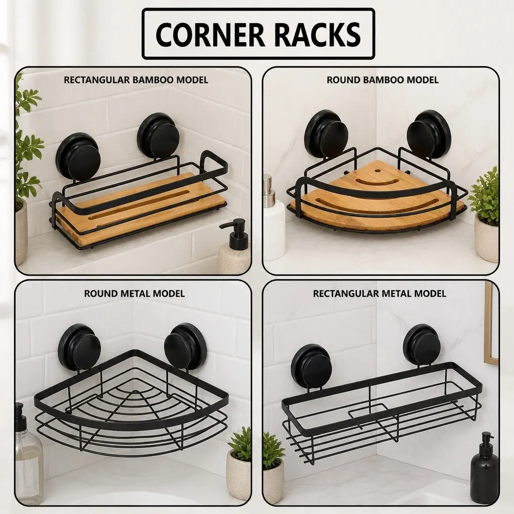 2 Pack Corner Shower Caddy Basket Shelf Rack Organizer Storage with Suction Cup