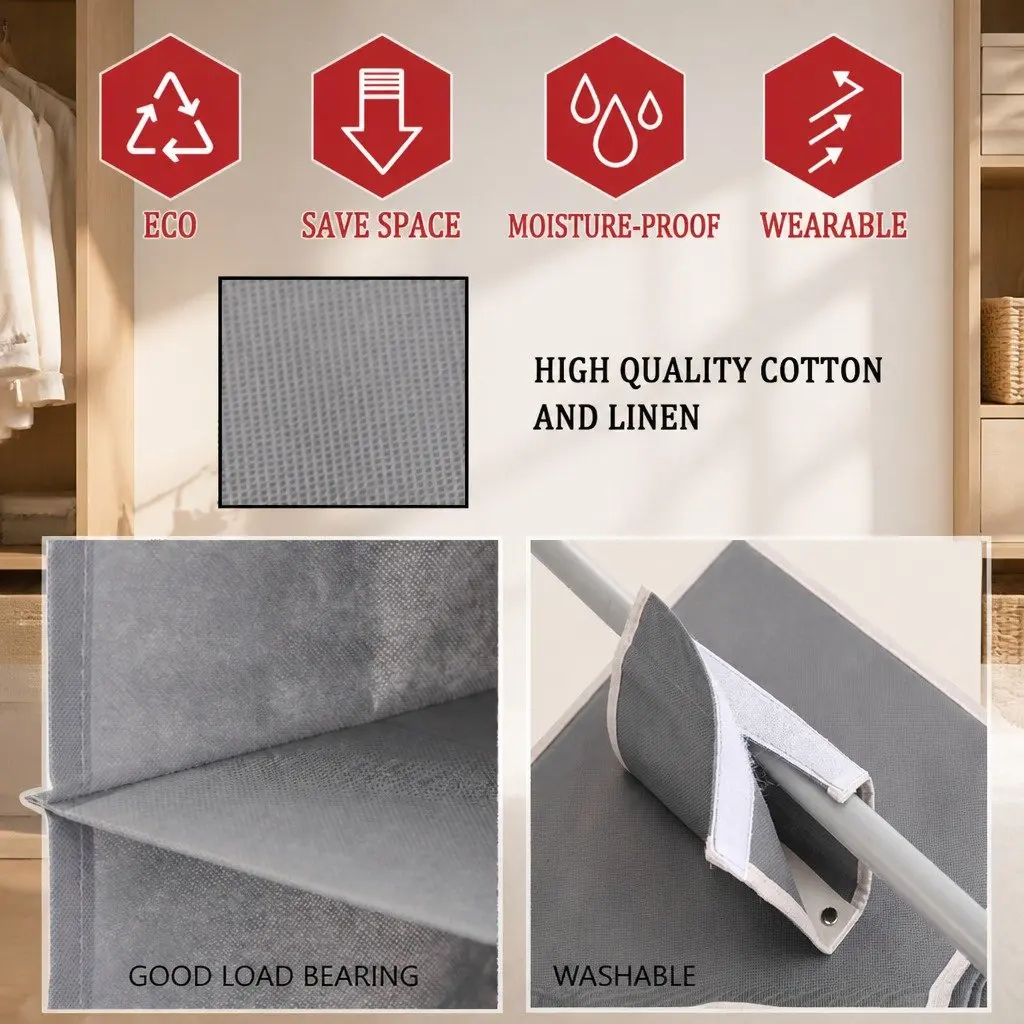 5 Tier Hanging Closet Organizer Shelf Storage for Clothes Accessories Foldable