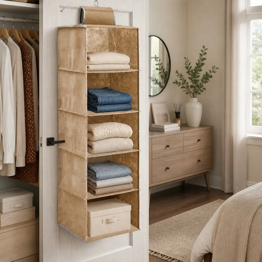 5 Tier Hanging Closet Organizer for Clothes Space Saving