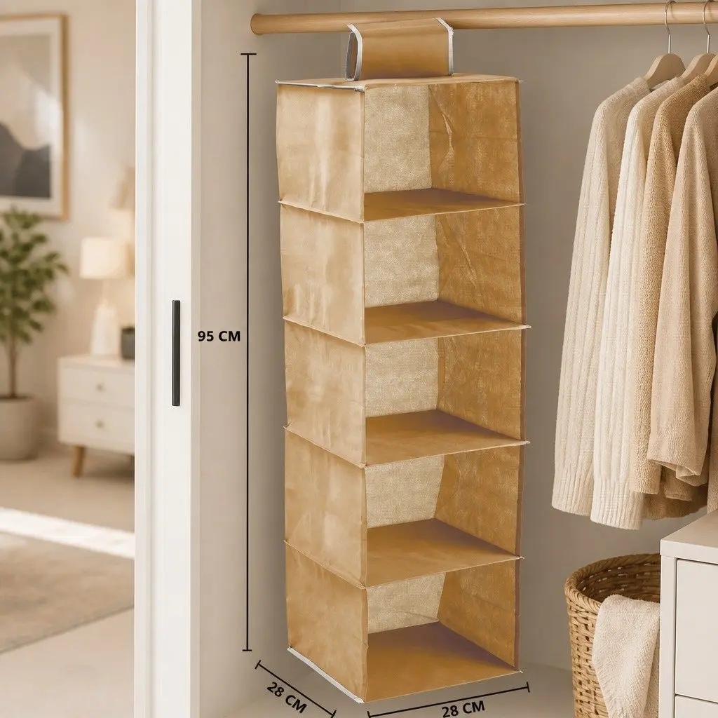 5 Tier Hanging Closet Organizer for Clothes Space Saving