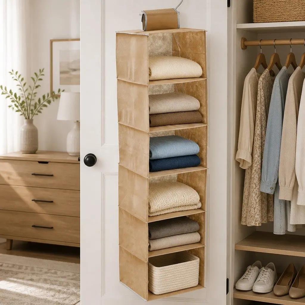 5 Tier Hanging Closet Organizer for Clothes Space Saving