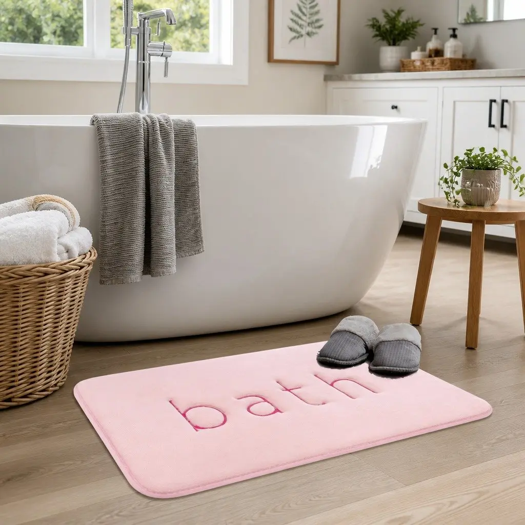 Bath Rug Mat Memory Foam Bathroom Non-Slip Soft Cushioned Absorbent 60x40cm