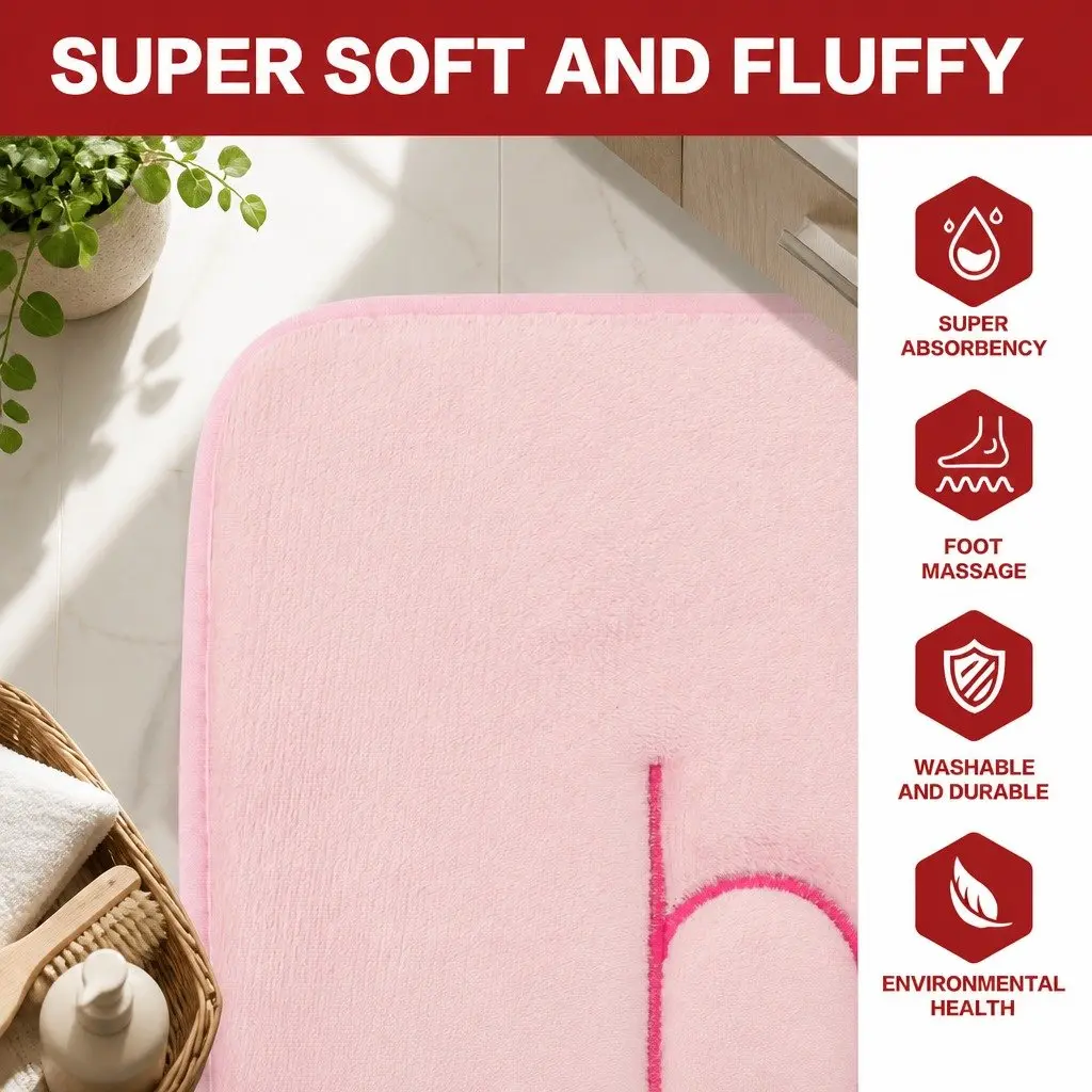Bath Rug Mat Memory Foam Bathroom Non-Slip Soft Cushioned Absorbent 60x40cm