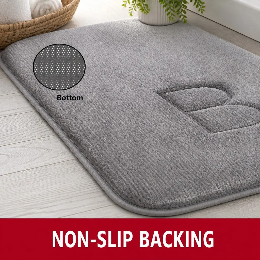 Memory Foam Bath Rug Mat Bathroom Extra Thick Non-Slip Absorbent Grey 60 x 40 cm