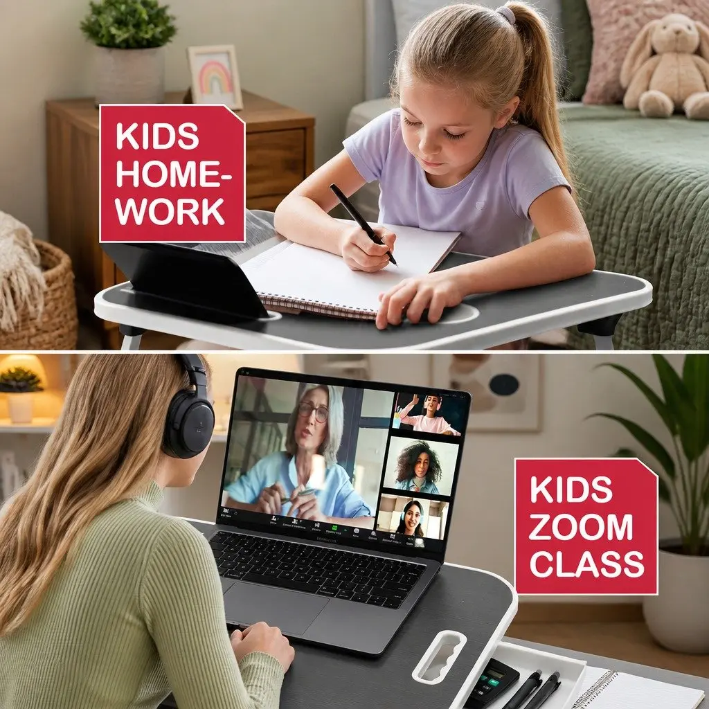 Laptop Bed Desk Foldable Portable Table Study Writing Home Office Kids Adults